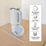 Obiatar H2.0 Tumbler with Handle, Straw & Lid 40 oz Vacuum Double Wall Insulated Stainless Steel Cup| Cup Holder Friendly (Smoke)