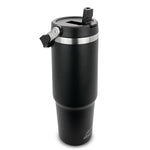 30 oz Tumbler with Handle | Insulated Tumbler with Lid and Straw | Stainless Steel Vacuum Water Bottle Travel Mug | Keeps Cold & Hot Drink (Black)