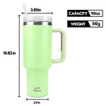 Obiatar H2.0 Tumbler with Handle, Straw & Lid 40 oz Vacuum Double Wall Insulated Stainless Steel Cup| Cup Holder Friendly (Green)