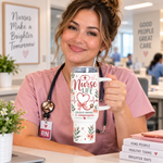Nurse Life 40oz Tumbler – Insulated Nurse Gift Cup with Handle & Straw