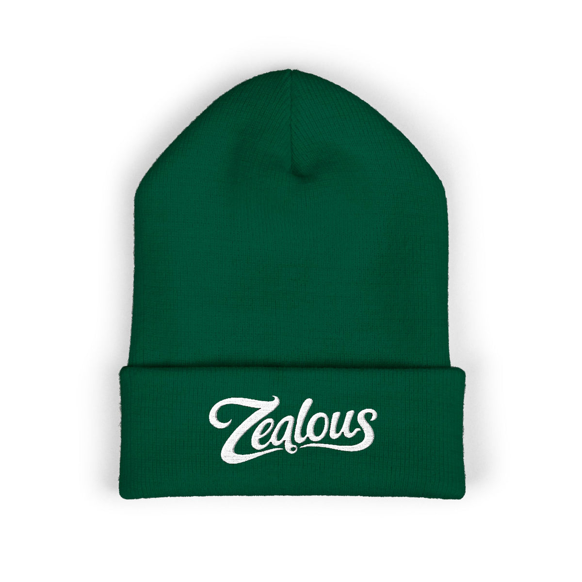 Zealous Embroidered Cuffed Beanie — Classic Winter Knit Hat