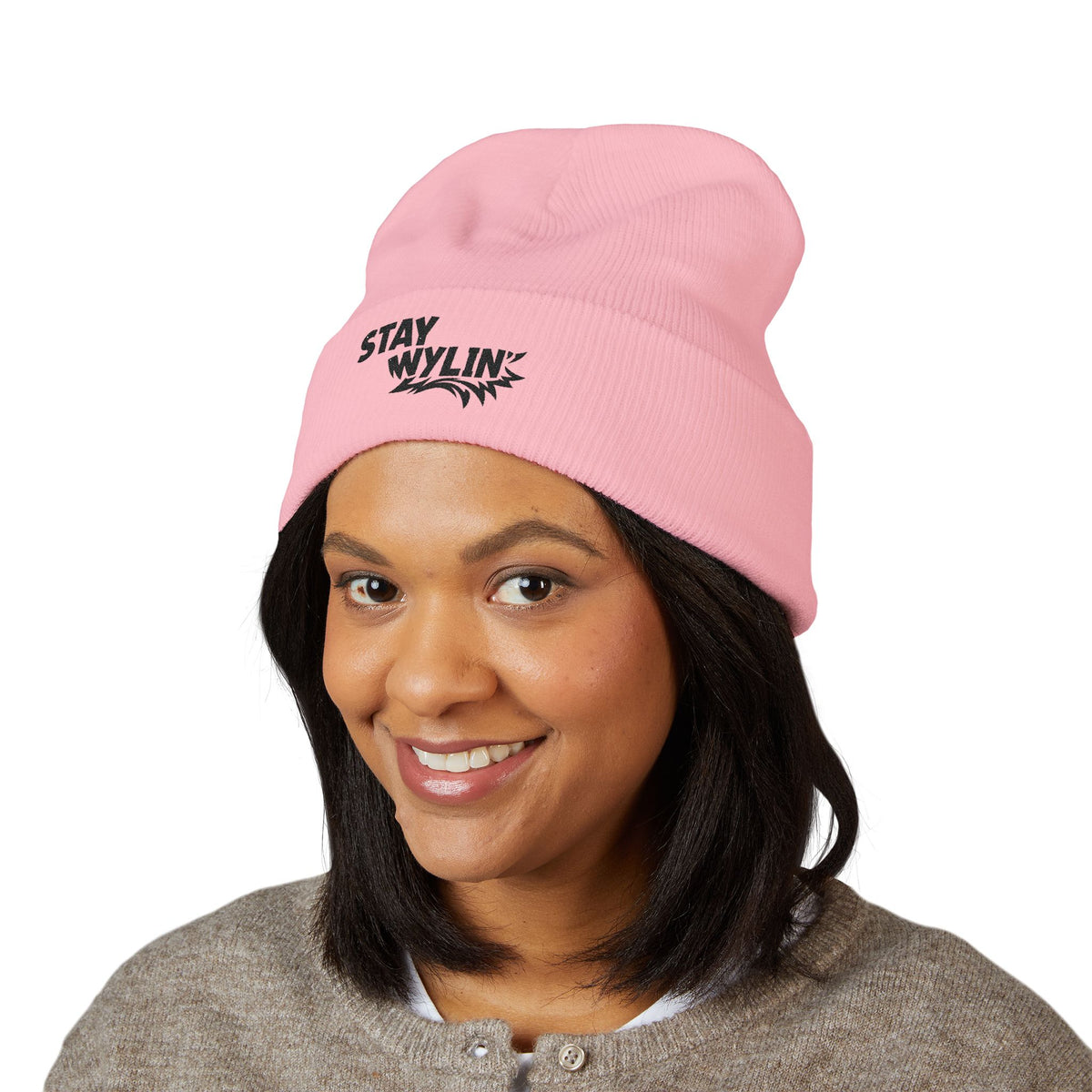 Stay Wylin' Classic Cuffed Beanie (Black Embroidery)