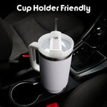 Obiatar H2.0 Tumbler with Handle, Straw & Lid 40 oz Vacuum Double Wall Insulated Stainless Steel Cup| Cup Holder Friendly (White)