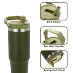 Obiatar 30 oz Tumbler with Handle | Insulated Tumbler with 100% Leak-Proof Lid and Straw | Stainless Steel Vacuum Water Bottle Travel Mug | Keeps Cold & Hot Drink