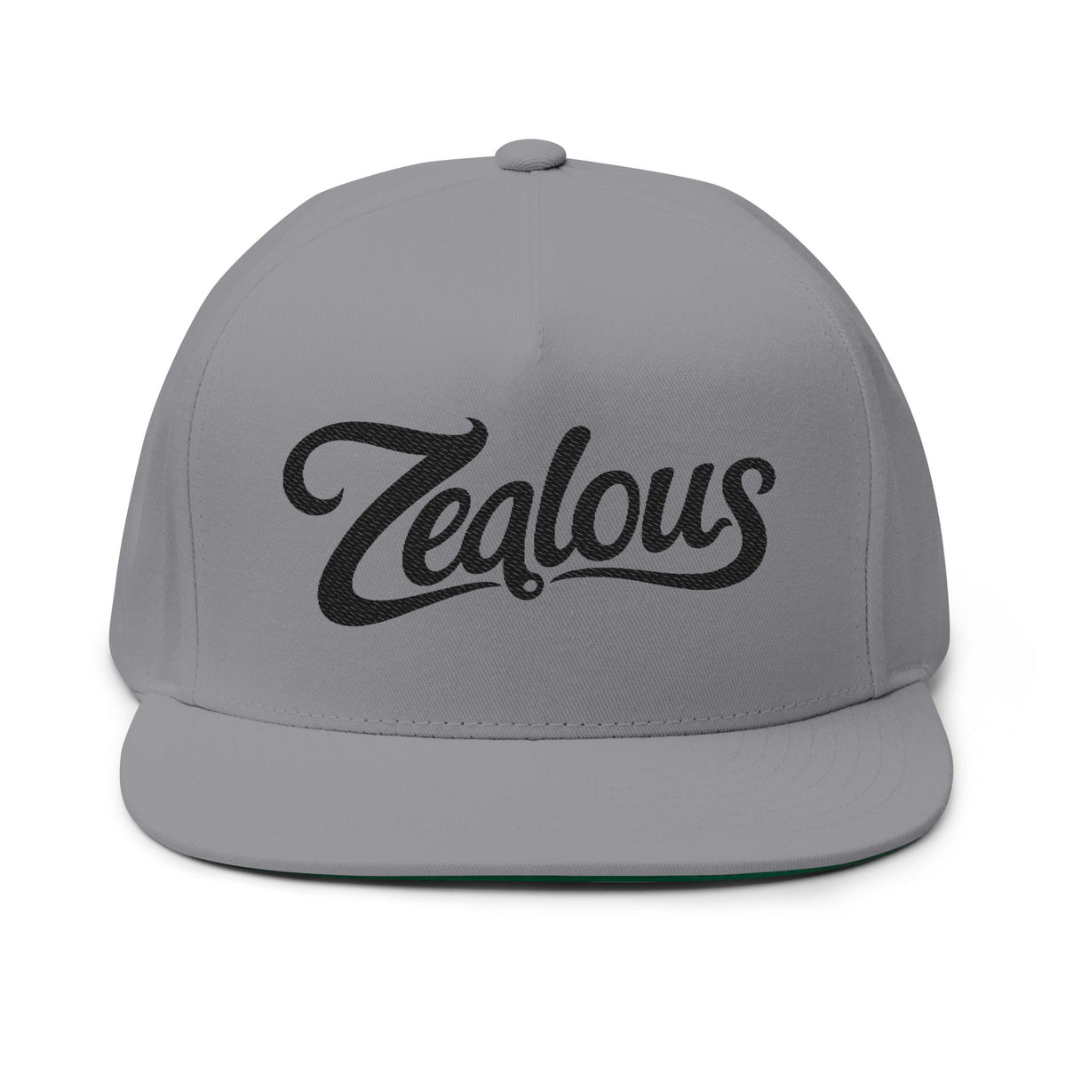 Zealous Embroidered Flat Bill Cap (Black)