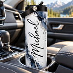 Personalized 20oz Tumbler with Name – Mountain Landscape Insulated Travel Cup with 2 Lids & Stainless Steel Straw