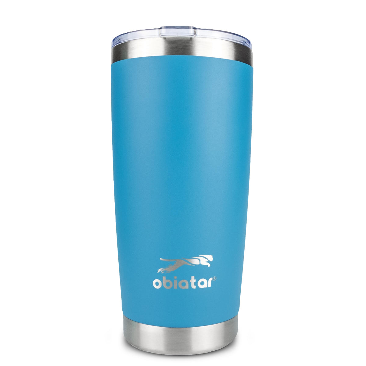 Obiatar 20oz Stainless Steel Tumbler With Lid & 2 Straws | Double-Wall Vacumm Insulated Cup for Cold & hot Drink (Blue)