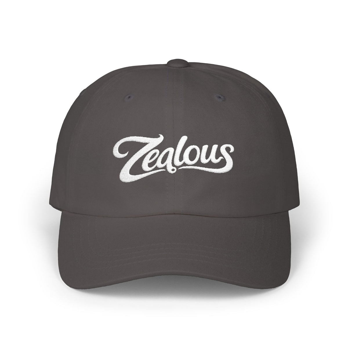 Zealous Classic Dad Cap — Vintage Brass Closure Cotton Baseball Hat (White)