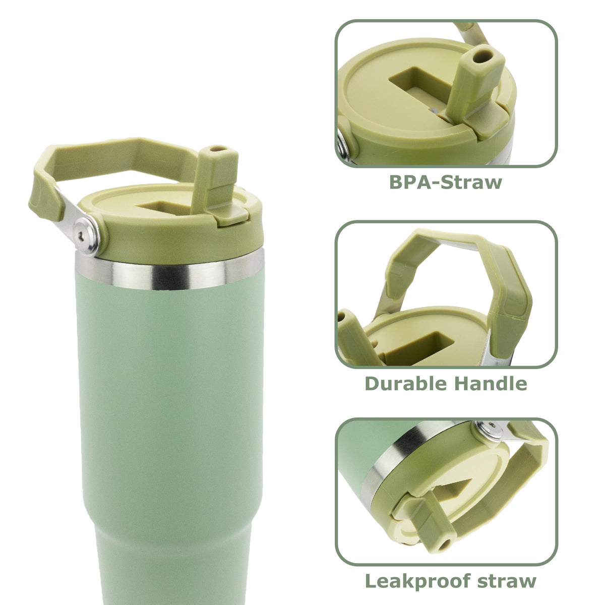 Obiatar 30 oz Tumbler with Handle | Insulated Tumbler with 100% Leak-Proof Lid and Straw | Stainless Steel Vacuum Water Bottle Travel Mug | Keeps Cold & Hot Drink