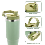 Obiatar 30 oz Tumbler with Handle | Insulated Tumbler with 100% Leak-Proof Lid and Straw | Stainless Steel Vacuum Water Bottle Travel Mug | Keeps Cold & Hot Drink