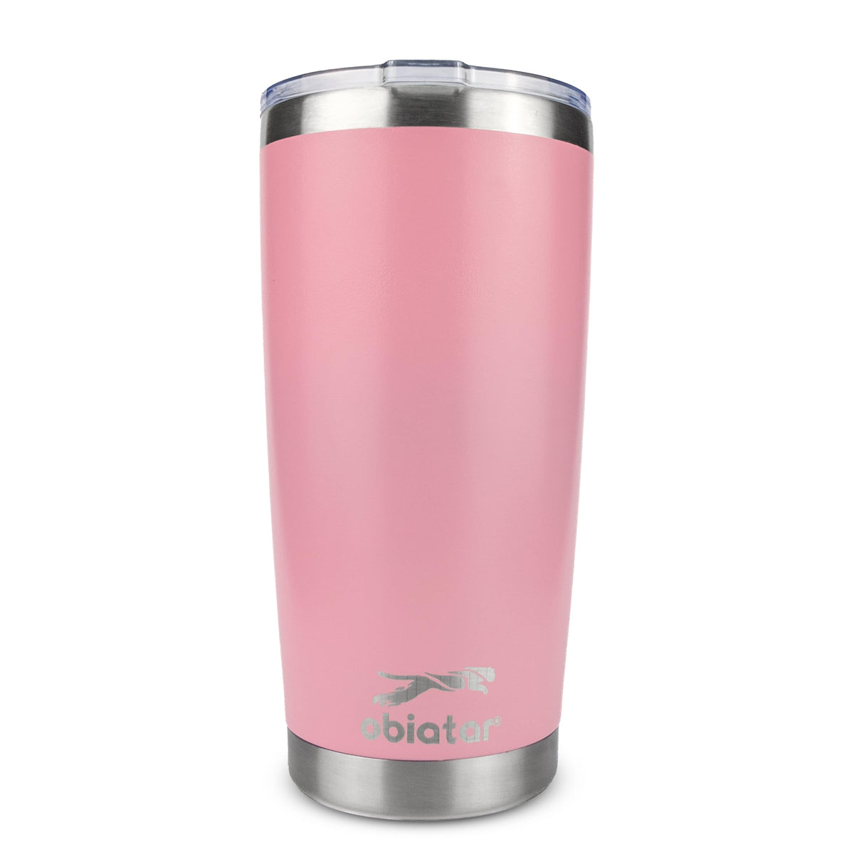Obiatar 20oz Stainless Steel Tumbler With Lid & 2 Straws | Double-Wall Vacumm Insulated Cup for Cold & hot Drink (Pink)