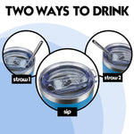 Obiatar 20oz Stainless Steel Tumbler With Lid & 2 Straws | Double-Wall Vacumm Insulated Cup for Cold & hot Drink (Blue)