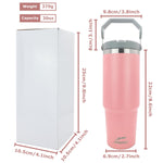 Obiatar 30 oz Tumbler with Handle | Insulated Tumbler with 100% Leak-Proof Lid and Straw | Stainless Steel Vacuum Water Bottle Travel Mug | Keeps Cold & Hot Drink (Pink)