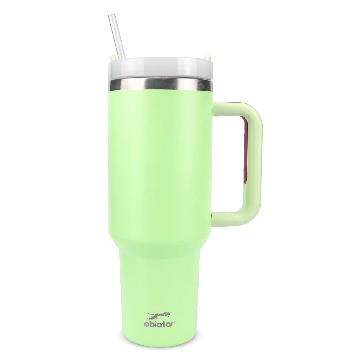 Obiatar H2.0 Tumbler with Handle, Straw & Lid 40 oz Vacuum Double Wall Insulated Stainless Steel Cup| Cup Holder Friendly (Green)