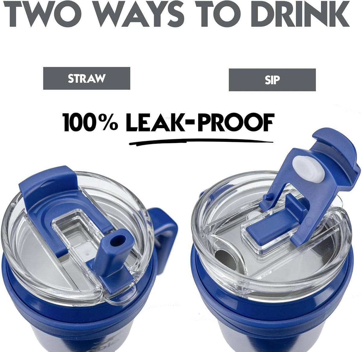 Obiatar 40oz Insulated Tumbler with Handle, Stainless Steel, Double Wall Vacuum Sealed, Leak-Proof Straw Lid