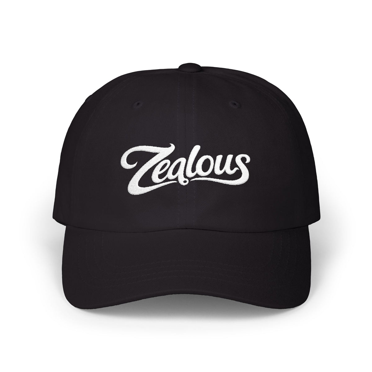 Zealous Classic Dad Cap — Vintage Brass Closure Cotton Baseball Hat (White)