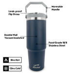 Obiatar 30 oz Tumbler with Handle | Insulated Tumbler with 100% Leak-Proof Lid and Straw | Stainless Steel Vacuum Water Bottle Travel Mug | Keeps Cold & Hot Drink