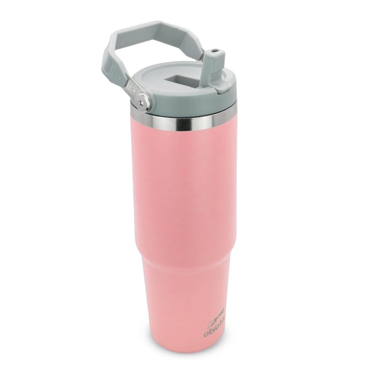 Obiatar 30 oz Tumbler with Handle | Insulated Tumbler with 100% Leak-Proof Lid and Straw | Stainless Steel Vacuum Water Bottle Travel Mug | Keeps Cold & Hot Drink (Pink)