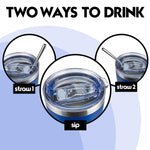 Obiatar 20oz Stainless Steel Tumbler With Lid & 2 Straws | Double-Wall Vacumm Insulated Cup for Cold & hot Drink (Dark Blue)