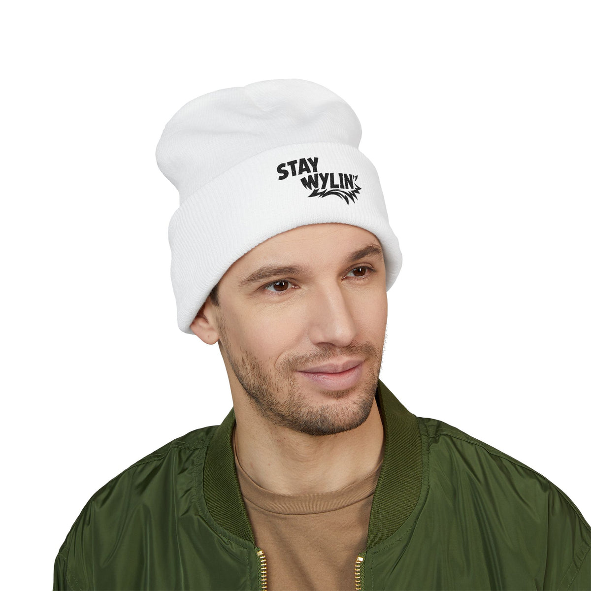 Stay Wylin' Classic Cuffed Beanie (Black Embroidery)