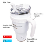 Obiatar 40oz Insulated Tumbler with Handle, Stainless Steel, Double Wall Vacuum Sealed, Leak-Proof Straw Lid