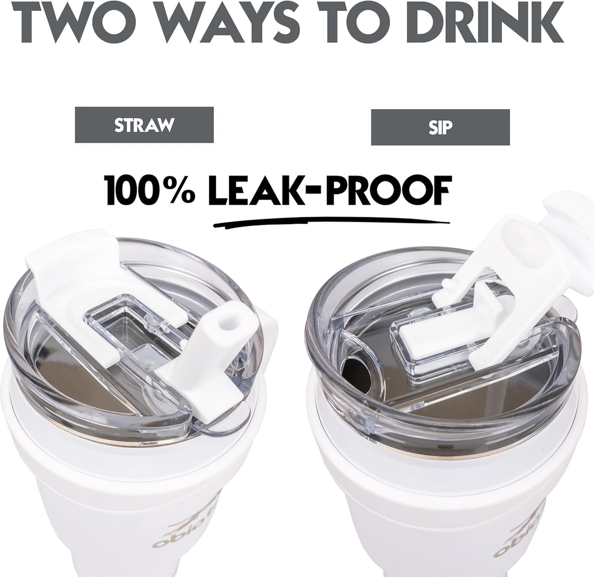 Obiatar 40oz Insulated Tumbler with Handle, Stainless Steel, Double Wall Vacuum Sealed, Leak-Proof Straw Lid