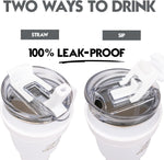 Obiatar 40oz Insulated Tumbler with Handle, Stainless Steel, Double Wall Vacuum Sealed, Leak-Proof Straw Lid