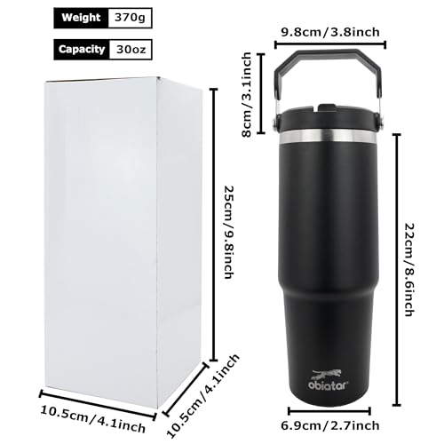 30 oz Tumbler with Handle | Insulated Tumbler with Lid and Straw | Stainless Steel Vacuum Water Bottle Travel Mug | Keeps Cold & Hot Drink (Black)