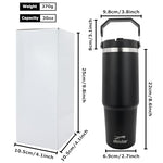 30 oz Tumbler with Handle | Insulated Tumbler with Lid and Straw | Stainless Steel Vacuum Water Bottle Travel Mug | Keeps Cold & Hot Drink (Black)