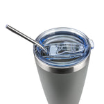 Obiatar 20oz Stainless Steel Tumbler With Lid & 2 Straws | Double-Wall Vacumm Insulated Cup for Cold & hot Drink (Gray)