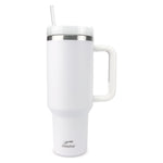 Obiatar H2.0 Tumbler with Handle, Straw & Lid 40 oz Vacuum Double Wall Insulated Stainless Steel Cup| Cup Holder Friendly (White)