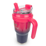 Obiatar 40oz Insulated Tumbler with Handle, Stainless Steel, Double Wall Vacuum Sealed, Leak-Proof Straw Lid (Red/Blue)