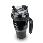 Obiatar 40oz Insulated Tumbler with Handle, Stainless Steel, Double Wall Vacuum Sealed, Leak-Proof Straw Lid (Black)