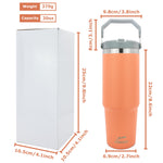 Obiatar 30 oz Tumbler with Handle | Insulated Tumbler with 100% Leak-Proof Lid and Straw | Stainless Steel Vacuum Water Bottle Travel Mug | Keeps Cold & Hot Drink (Orange)