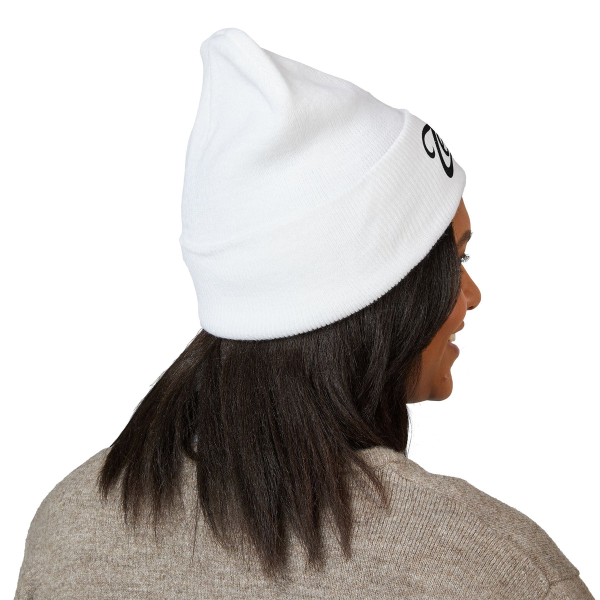 Zealous Embroidered Cuffed Beanie — Classic Winter Knit Hat (Black)