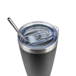 Obiatar 20oz Stainless Steel Tumbler With Lid & 2 Straws | Double-Wall Vacumm Insulated Cup for Cold & hot Drink (Black)