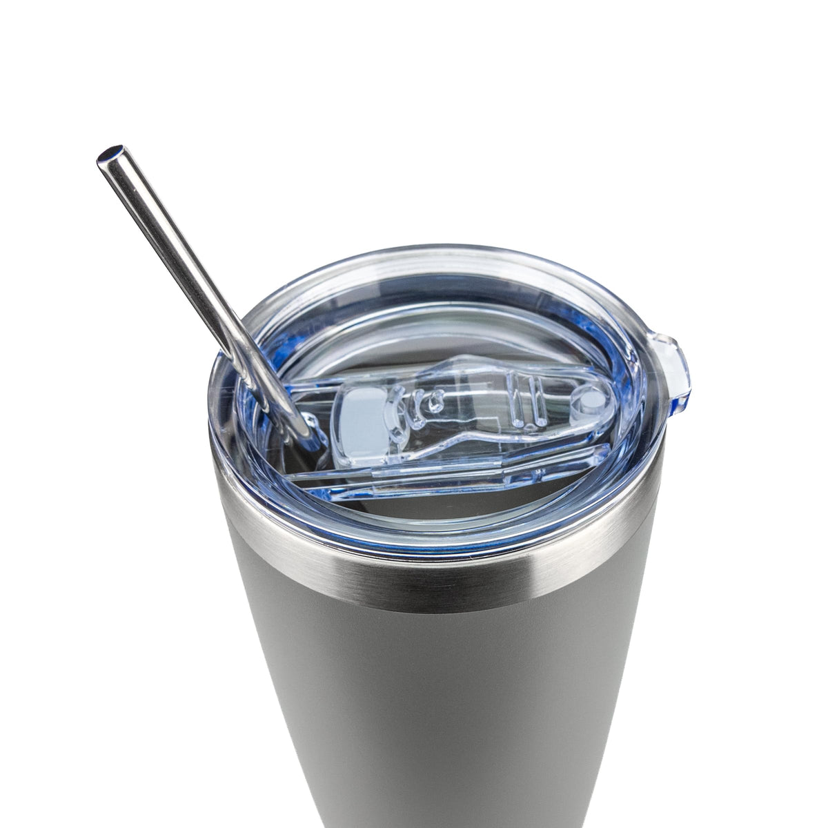 Obiatar 20oz Stainless Steel Tumbler With Lid & 2 Straws | Double-Wall Vacumm Insulated Cup for Cold & hot Drink (Gray)