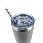 Obiatar 20oz Stainless Steel Tumbler With Lid & 2 Straws | Double-Wall Vacumm Insulated Cup for Cold & hot Drink (Gray)