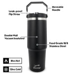 Obiatar 30 oz Tumbler with Handle | Insulated Tumbler with 100% Leak-Proof Lid and Straw | Stainless Steel Vacuum Water Bottle Travel Mug | Keeps Cold & Hot Drink