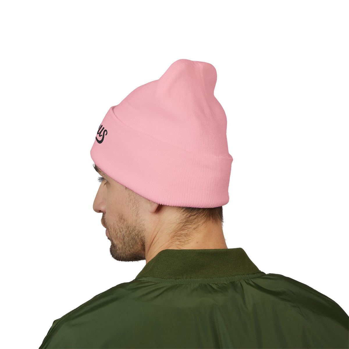Zealous Embroidered Cuffed Beanie — Classic Winter Knit Hat (Black)