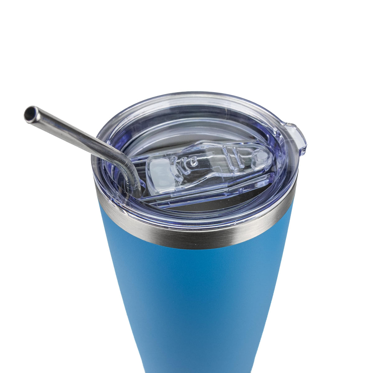 Obiatar 20oz Stainless Steel Tumbler With Lid & 2 Straws | Double-Wall Vacumm Insulated Cup for Cold & hot Drink (Blue)