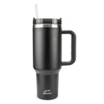 Obiatar H2.0 Tumbler with Handle, Straw & Lid 40 oz Vacuum Double Wall Insulated Stainless Steel Cup| Cup Holder Friendly (Black)