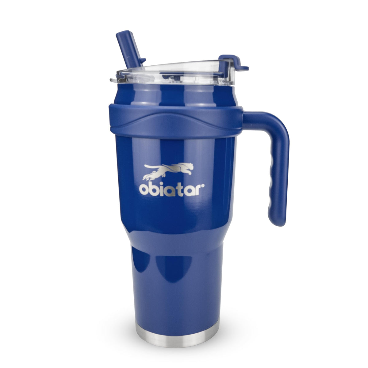 Obiatar 40oz Insulated Tumbler with Handle, Stainless Steel, Double Wall Vacuum Sealed, Leak-Proof Straw Lid
