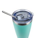 Obiatar 20oz Stainless Steel Tumbler With Lid & 2 Straws | Double-Wall Vacumm Insulated Cup for Cold & hot Drink (Green)