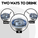 Obiatar 20oz Stainless Steel Tumbler With Lid & 2 Straws | Double-Wall Vacumm Insulated Cup for Cold & hot Drink (White)