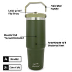 Obiatar 30 oz Tumbler with Handle | Insulated Tumbler with 100% Leak-Proof Lid and Straw | Stainless Steel Vacuum Water Bottle Travel Mug | Keeps Cold & Hot Drink