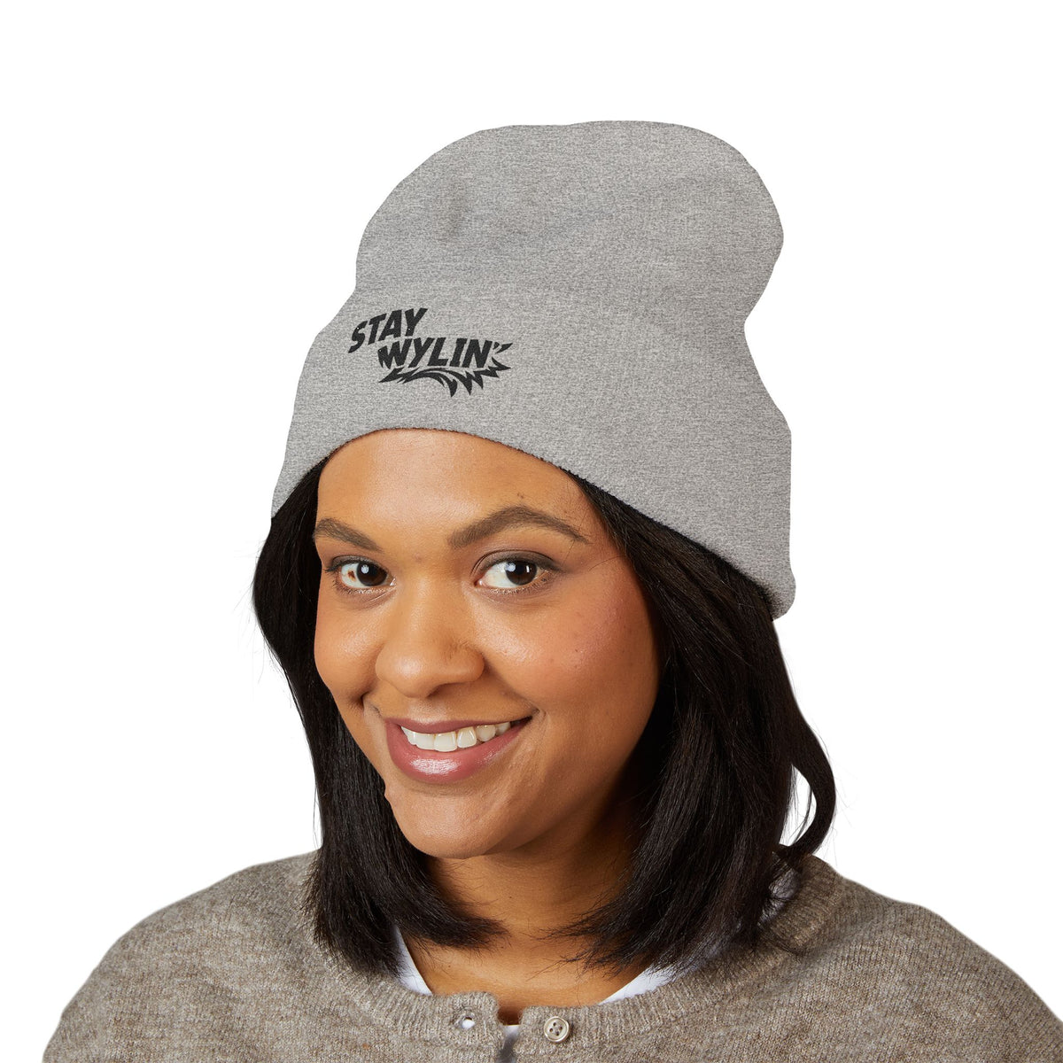 Stay Wylin' Classic Cuffed Beanie (Black Embroidery)