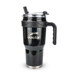 Obiatar 40oz Insulated Tumbler with Handle, Stainless Steel, Double Wall Vacuum Sealed, Leak-Proof Straw Lid (Black)