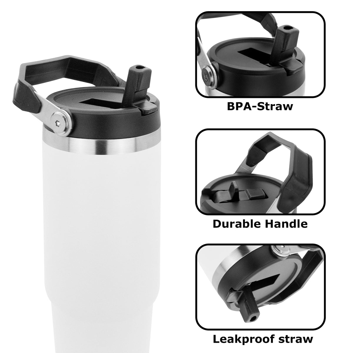 Obiatar 30 oz Tumbler with Handle | Insulated Tumbler with 100% Leak-Proof Lid and Straw | Stainless Steel Vacuum Water Bottle Travel Mug | Keeps Cold & Hot Drink