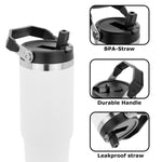 Obiatar 30 oz Tumbler with Handle | Insulated Tumbler with 100% Leak-Proof Lid and Straw | Stainless Steel Vacuum Water Bottle Travel Mug | Keeps Cold & Hot Drink
